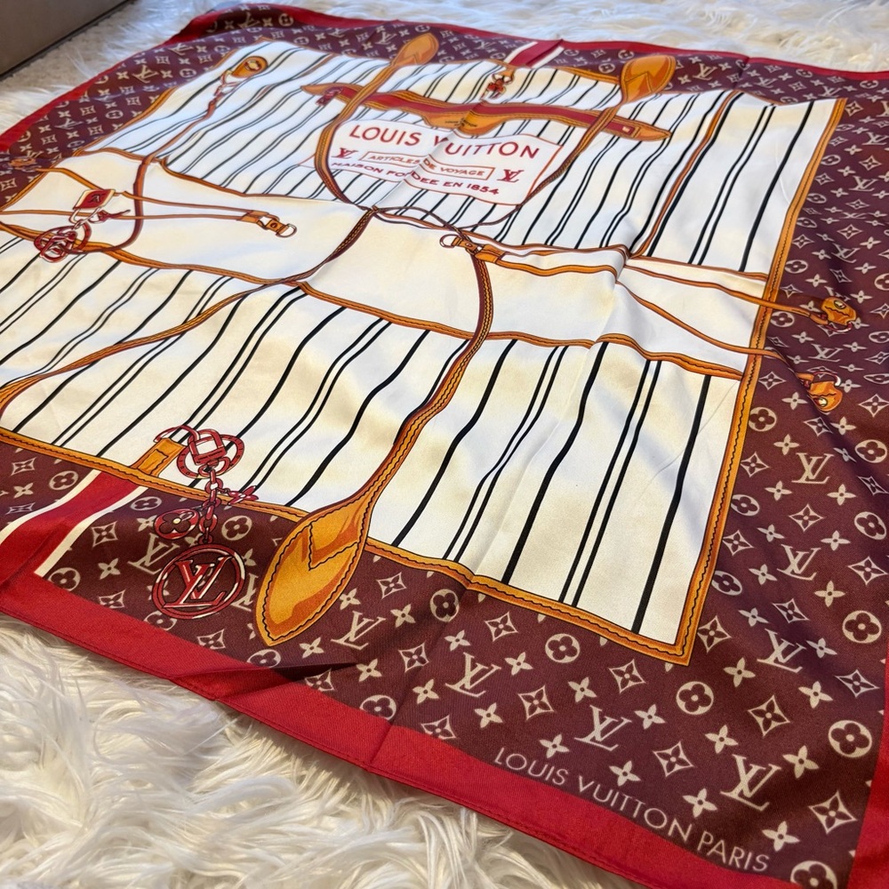 My Neverfull Shawl 90x90 luxury vibes Silky scarf LOUIS VUlTTON‼️LAST ONE - Picture 5 of 12